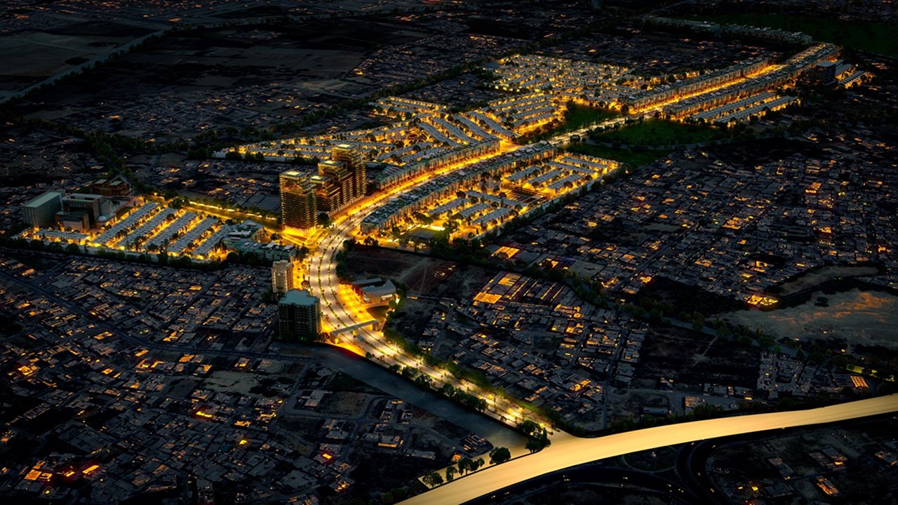 Top view of Union Town Lahore at night